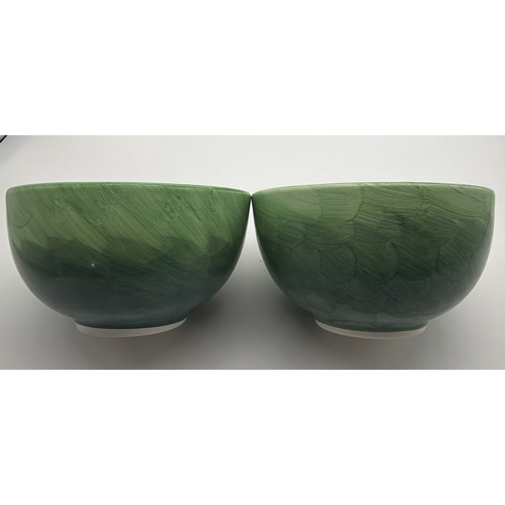 Bob Mackie Cereal Dessert Bowl Pears Grapes Fruit Bright Yellow Green Set Of 2 - Picture 10 of 14